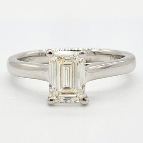 (1.30ct) Platinum Emerald Cut Diamond Solitaire Ring