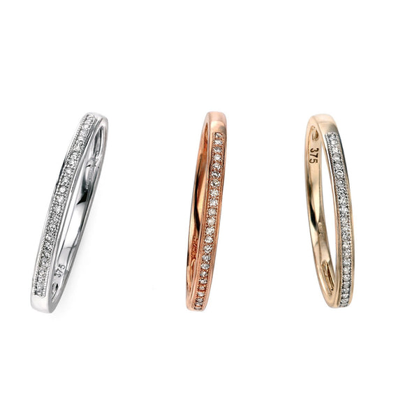 9ct Gold Pave Set Diamond Ring (Available in Yellow, White and Rose Gold)