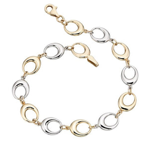 9ct Yellow and White Gold Oval Link Bracelet