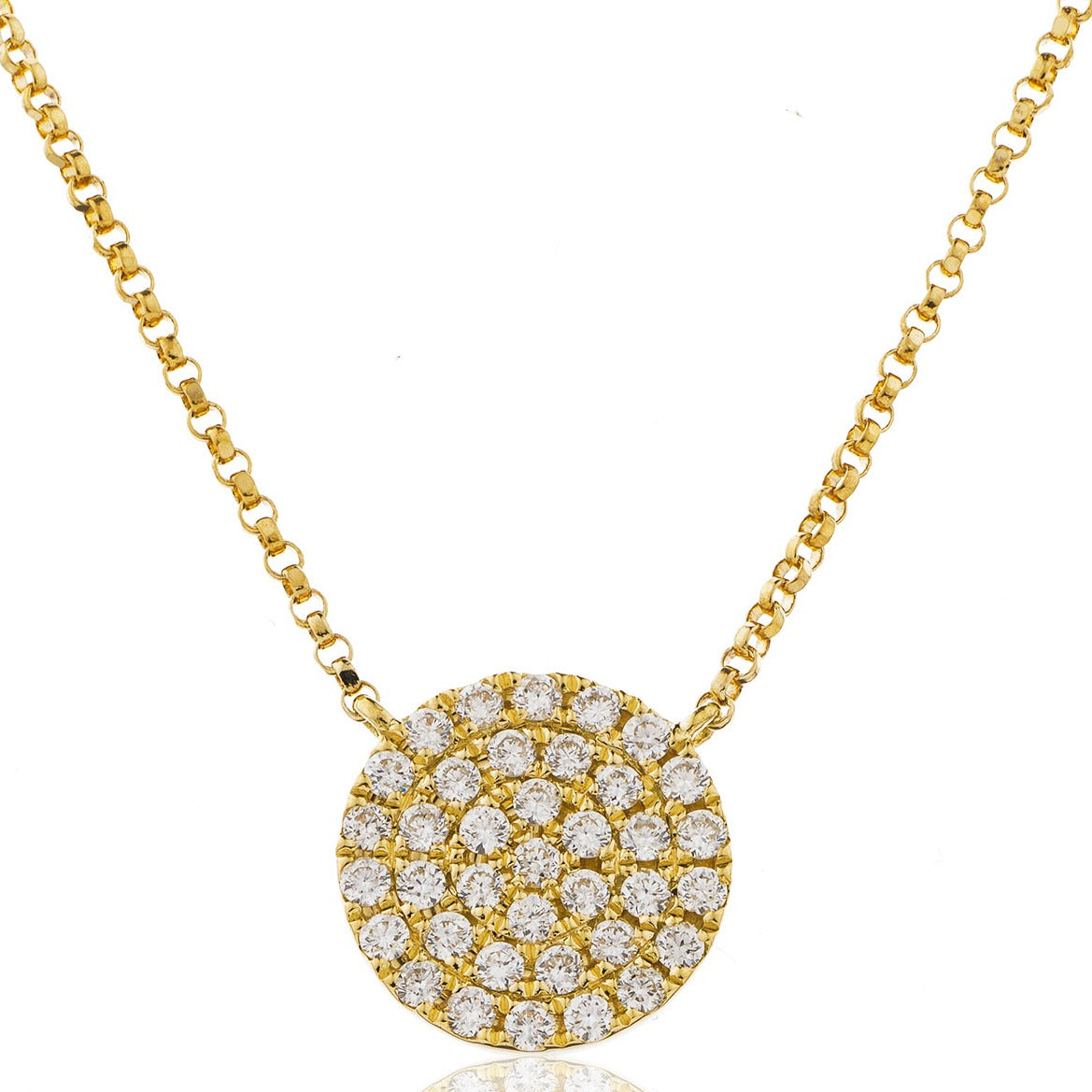 18ct Yellow Gold Diamond Set Disc Necklace