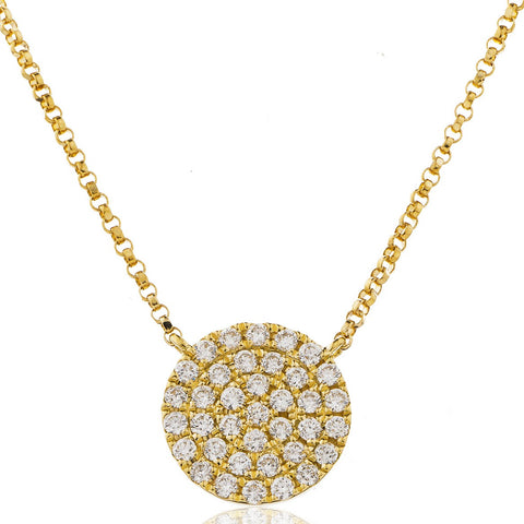 18ct Yellow Gold Diamond Set Disc Necklace