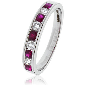 18ct White Gold Ruby & Diamond Eternity Ring