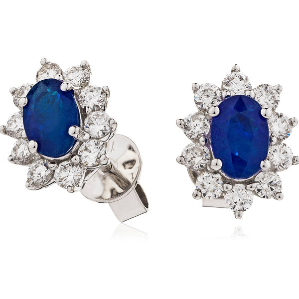 18ct White Gold Blue Sapphire and Diamond Pendant & Chain