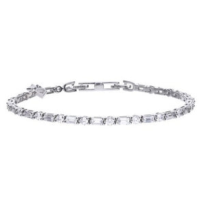 Silver Bracelet set with Baguette and Brilliant Cut Stones