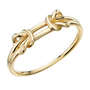 Double Parallel Knots Yellow Gold Hinged Ring