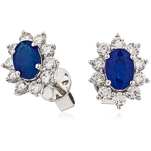 18ct White Gold Diamond Cluster Earrings Available With Sapphire, Ruby Or Emerald