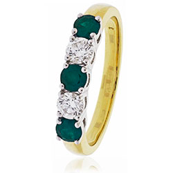18ct Gold Diamond Five Stone Ring Available With Sapphire, Ruby Or Emerald In White Gold Or Yellow Gold