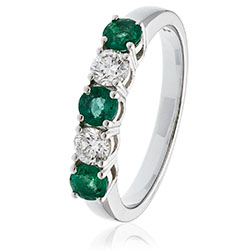 18ct Gold Diamond Five Stone Ring Available With Sapphire, Ruby Or Emerald In White Gold Or Yellow Gold