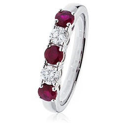 18ct Gold Diamond Five Stone Ring Available With Sapphire, Ruby Or Emerald In White Gold Or Yellow Gold