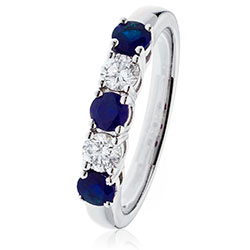 18ct Gold Diamond Five Stone Ring Available With Sapphire, Ruby Or Emerald In White Gold Or Yellow Gold