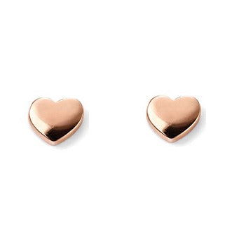 9ct rose gold heart stud earrings