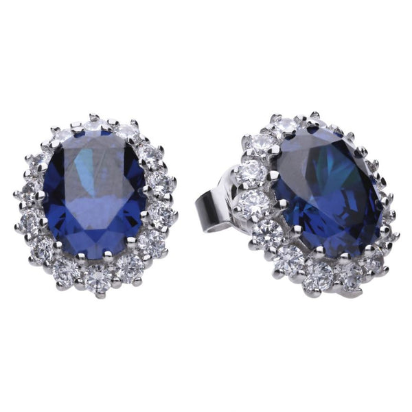 Blue Cubic Zirconia Cluster Pendant and Silver Chain