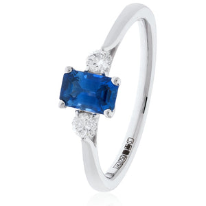 18ct White Gold Blue Sapphire and Diamond Ring