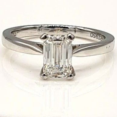 Platinum Solitaire Emerald Cut Diamond Ring