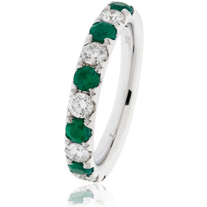 18ct White Gold Emerald and Diamond Half Eternity Ring