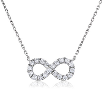 18ct Gold Diamond Infinity Pendant & Chain (0.50ct) Available In White, Yellow & Rose Gold