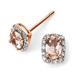 Rose Gold Morganite And Diamond Pendant With Chain
