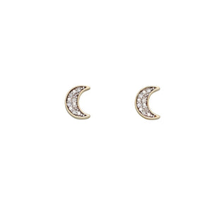 9ct Yellow Gold Moon Diamond Stud Earrings