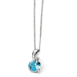 9ct White Gold Blue Topaz and Diamond Necklace