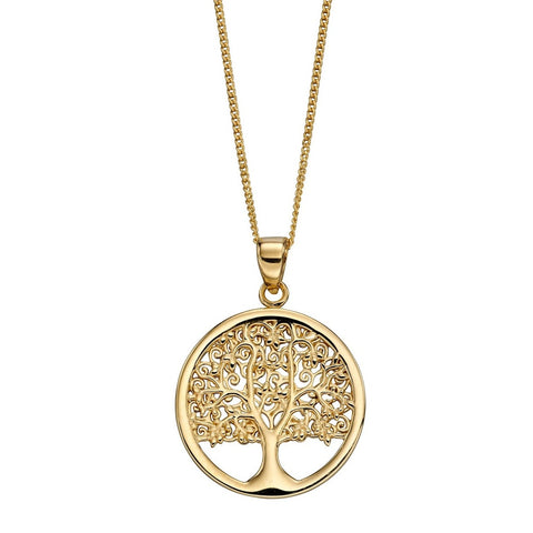 9ct Yellow Gold Tree of Life Pendant With Chain
