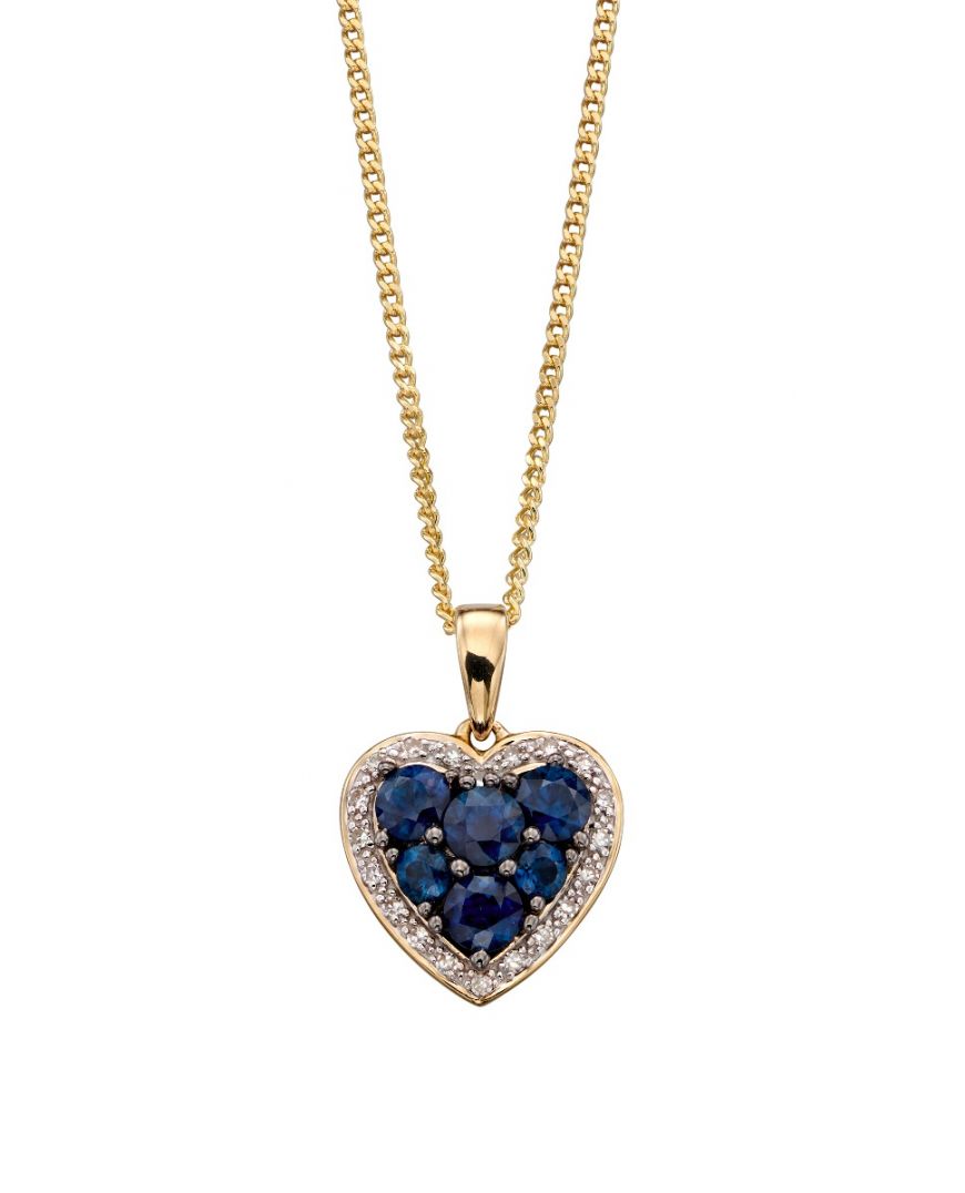 9ct Yellow Sapphire And Diamond Heart Pendant