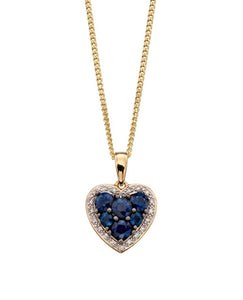 9ct Yellow Sapphire And Diamond Heart Pendant