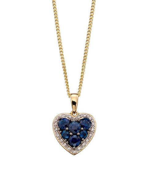 9ct Yellow Sapphire And Diamond Heart Pendant