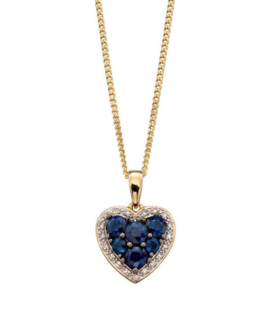 9ct Yellow Sapphire And Diamond Heart Pendant