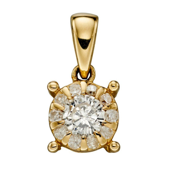 9ct Yellow Gold Diamond Cluster Ring