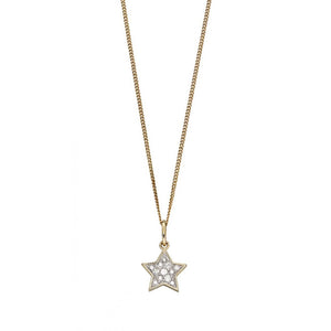 9ct Yellow Gold Star Diamond Pendant & Chain