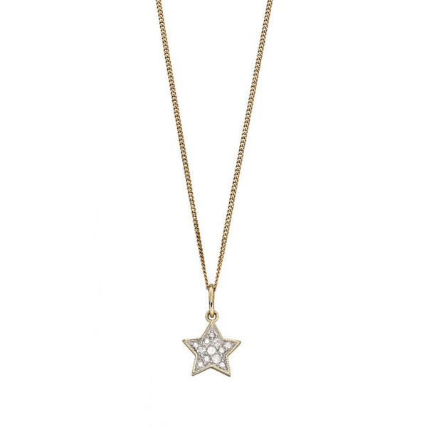 9ct Yellow Gold Star Diamond Stud Earrings
