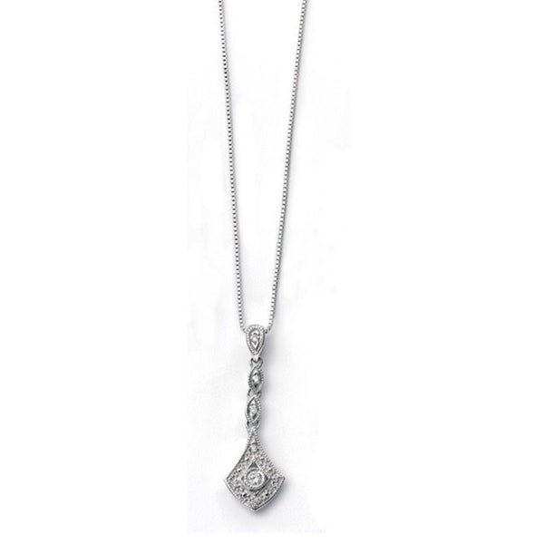 9ct White Gold Diamond Vintage Drop Earrings