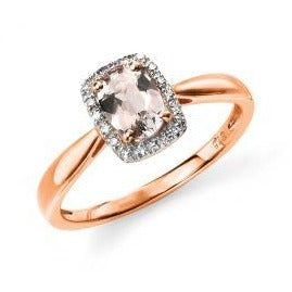 9ct Rose Gold Morganite And Diamond Ring