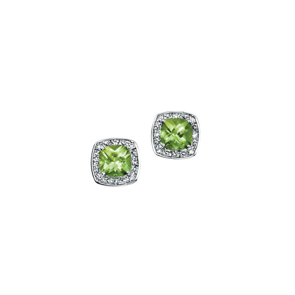 9ct White Gold Diamond and Peridot Ring
