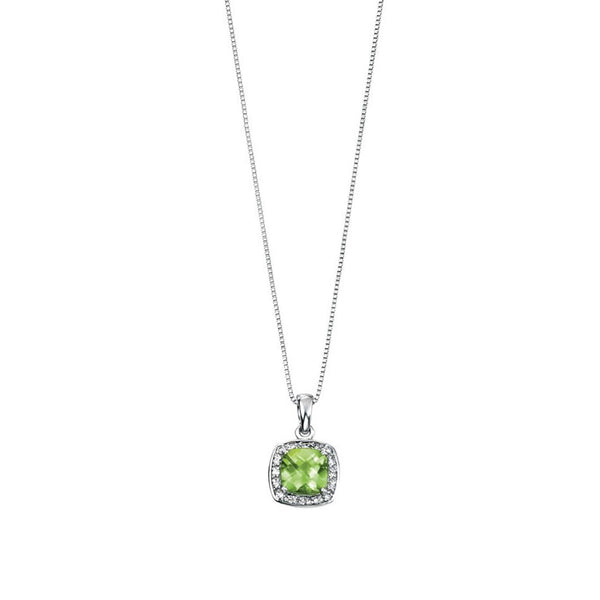 9ct White Gold Diamond and Peridot Ring