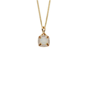 Opal and Diamond Pendant & Chain