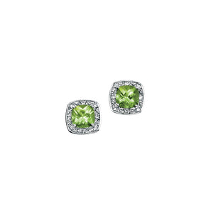 9ct White Gold Diamond and Peridot Earrings