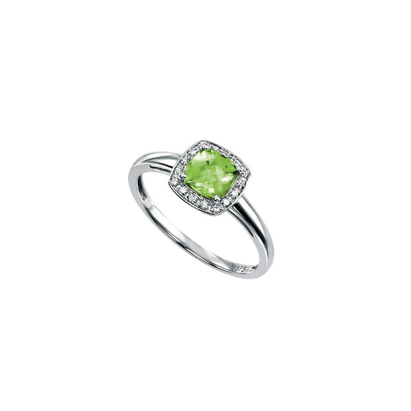 9ct White Gold Diamond and Peridot Earrings