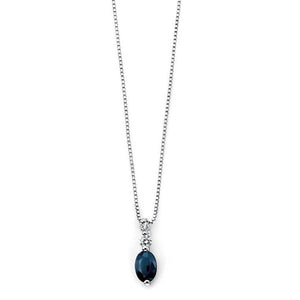 9ct White Gold Blue Sapphire & Diamond Necklace