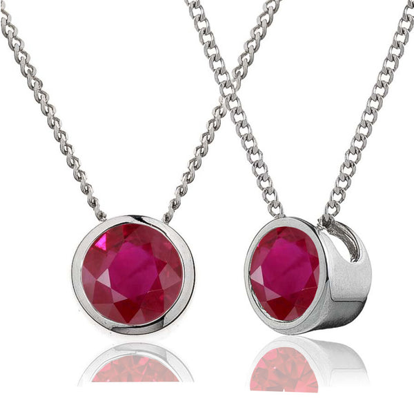 18ct Solitaire Pendant & Chain Available In Sapphire, Ruby Or Emerald