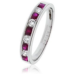 18ct Gold Diamond Channel Set Half Eternity Ring Available With Sapphire, Ruby Or Emerald In White Gold Or Yellow Gold