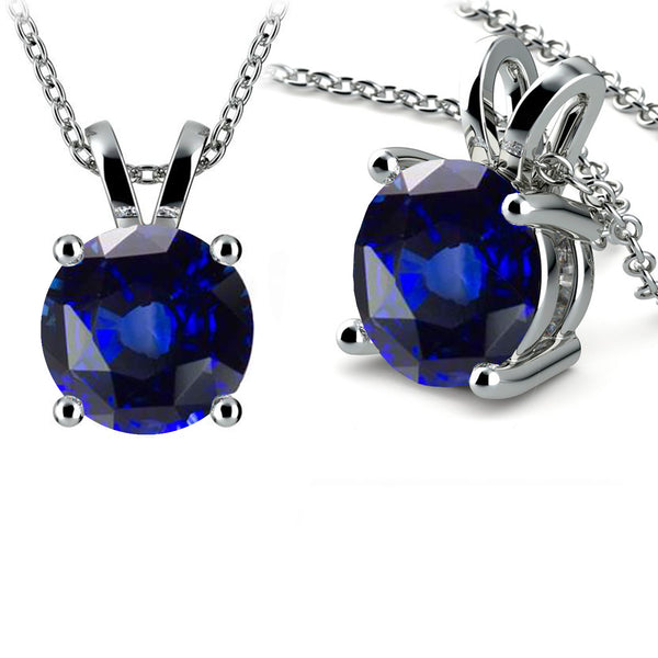 18ct White Gold Solitaire Pendant & Chain Available With Sapphire, Ruby Or Emerald