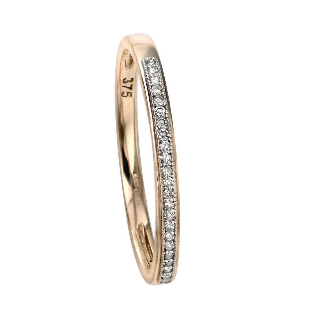 9ct Gold Pave Set Diamond Ring (Available in Yellow, White and Rose Gold)