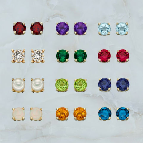9ct Yellow Gold Birthstone Earrings